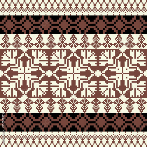 Art Abstract with Pixel Art Designs. Traditional Cross Stitch needlework. Geometric Ethnic Pattern, Embroidery, Textile Ornamental, Fabric, Hand Stitch Pattern, Cultural Stitching Pixel Art