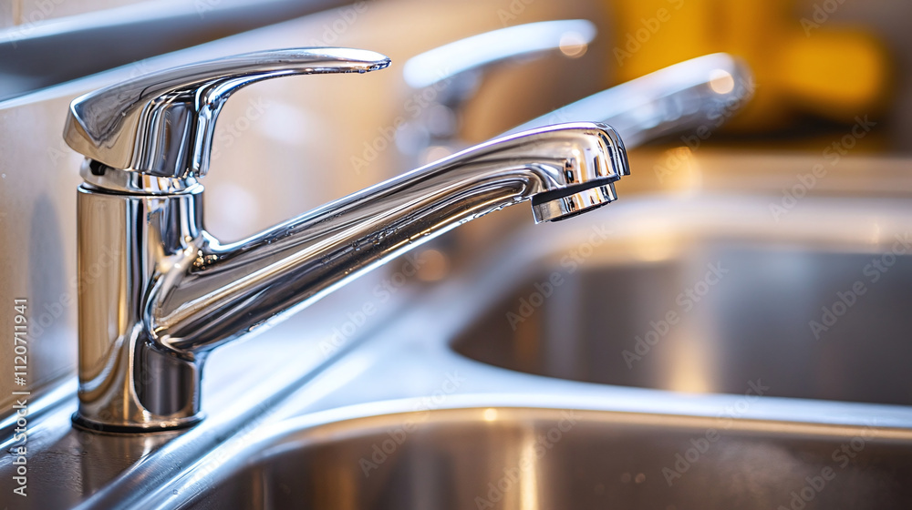 Sleek kitchen sink shiny, polished silver steel modern faucet, gleaming metal chrome stainless home, contemporary stylish luxury, clean metallic elegant. Sleek kitchen sink shiny, polished silver steel modern faucet, gleaming metal chrome stainless home, contemporary stylish luxury, clean metallic elegant.