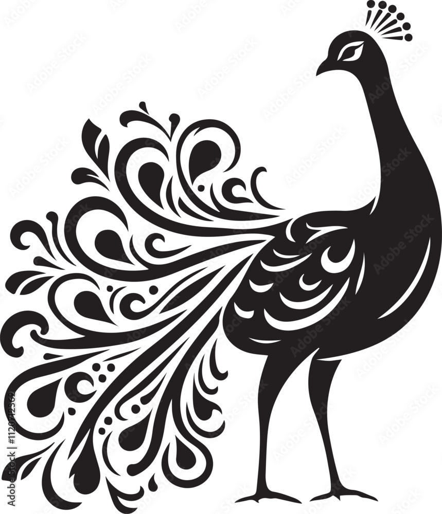 Obraz premium Peacock vector illustration, Peacock silhouette vector illustration