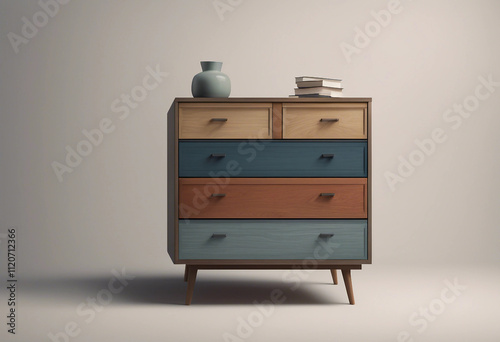 Set of various modern chest of drawers in different colours isolated on transparent background