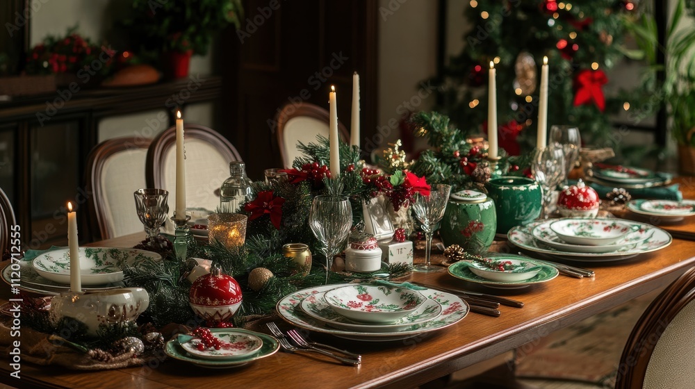 Elegant Christmas Dinner Table Setting Elegant Christmas Dinner Table Setting