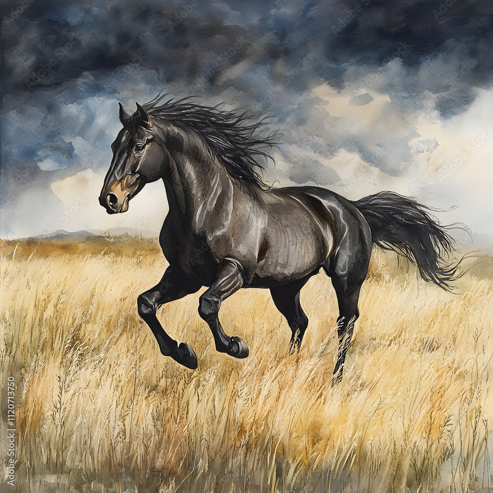 running horse in the field running horse in the field