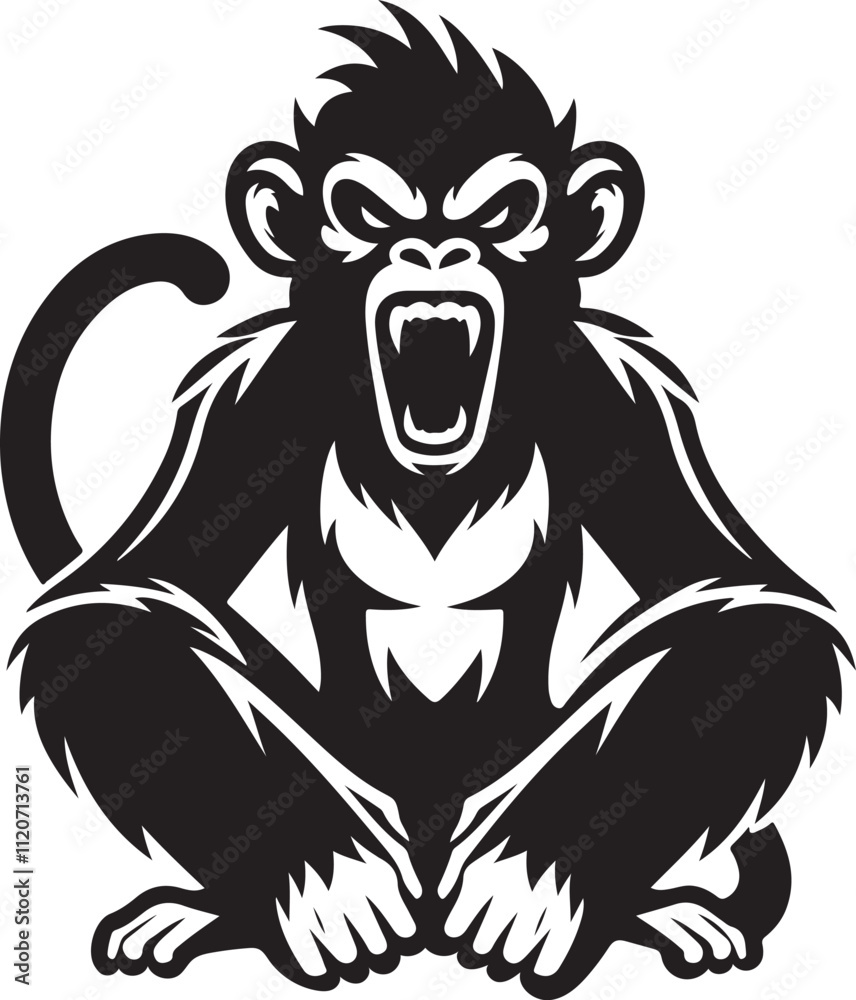 Obraz premium Angry Monkey vector, Angry Monkey silhouette vector art