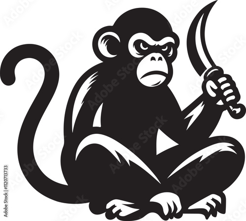 Angry Monkey vector, Angry Monkey silhouette vector art photo