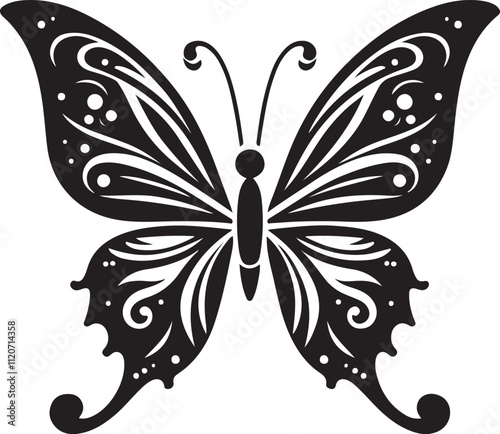 Butterfly silhouette vector art. butterflies romantic tattoo illustration