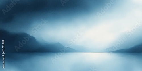 Abstract Soft Gradient Blue and White Landscape Background with Ethereal Light and Smooth Texture