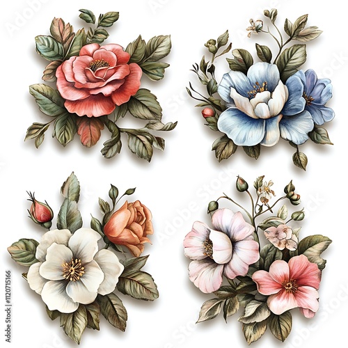 Vintage Floral Frames Collection with Elegant Roses and Blossoms for Beautiful Decor, Invitations, and Art Projects