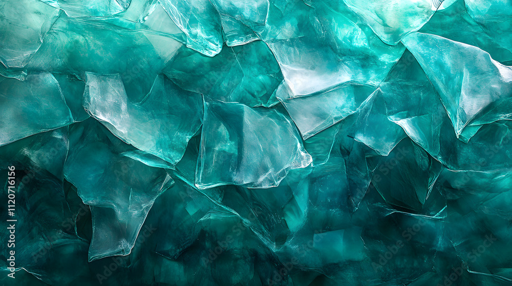 Abstract background of teal and turquoise fragmented glass or ice. Irregular shapes create a textured, jewel-toned effect. Perfect for design projects. Abstract background of teal and turquoise fragmented glass or ice. Irregular shapes create a textured, jewel-toned effect. Perfect for design projects.