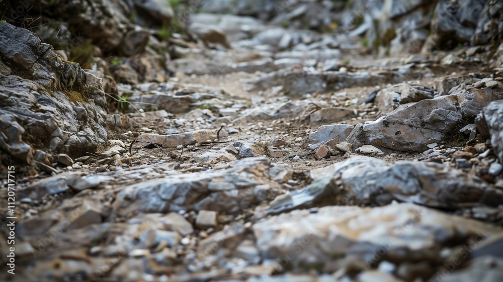 Fototapeta premium Photorealistic shot of a rugged stone path with natural details 