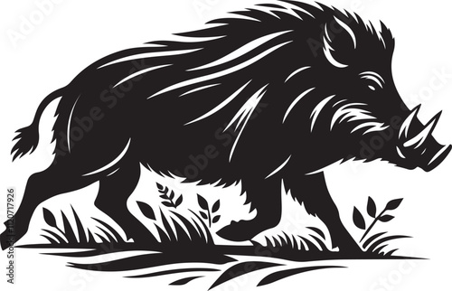 Vector Illustration Design of the silhouette of a wild boar