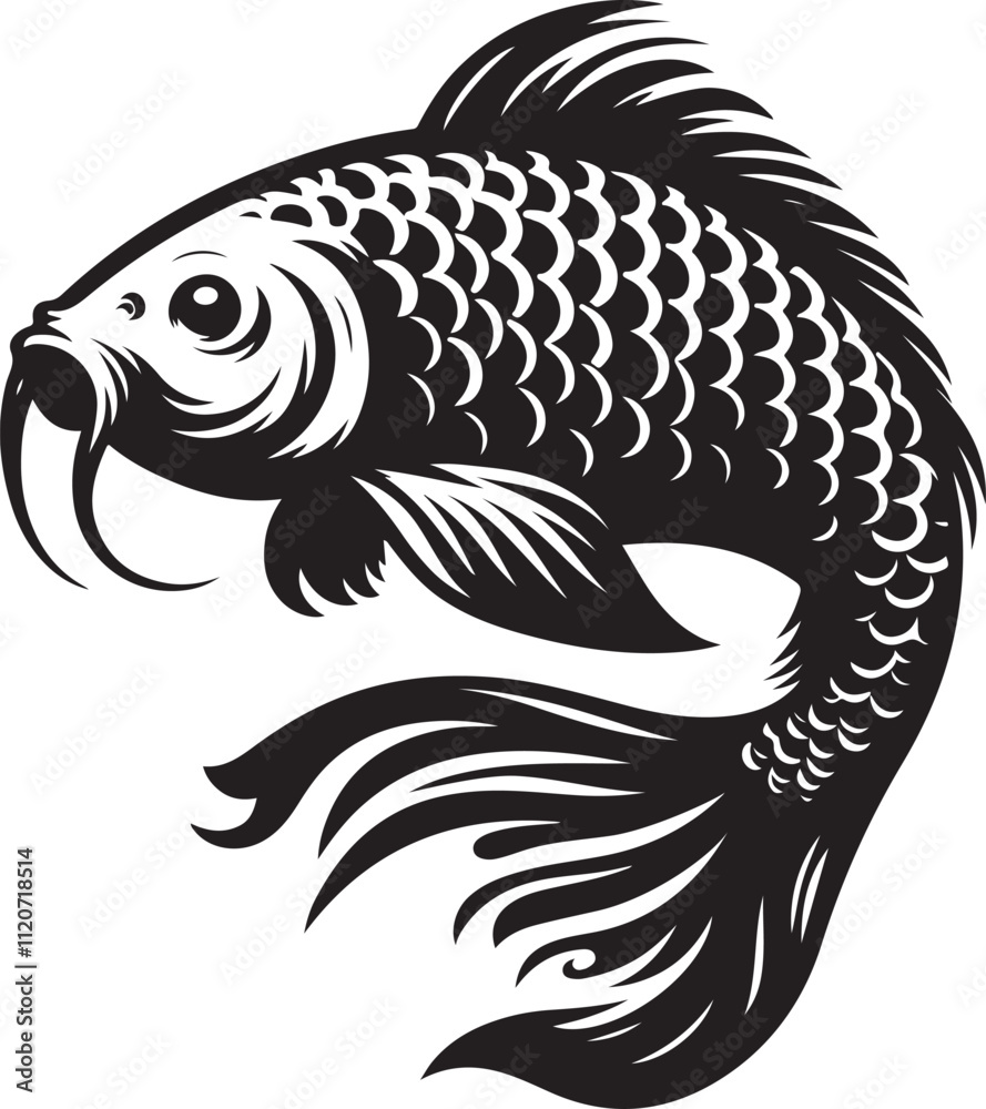 Naklejka premium Koi Carp Silhouette vector illustration design
