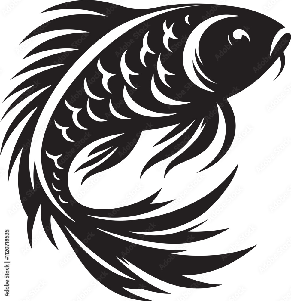 Fototapeta premium Koi Carp Silhouette vector illustration design