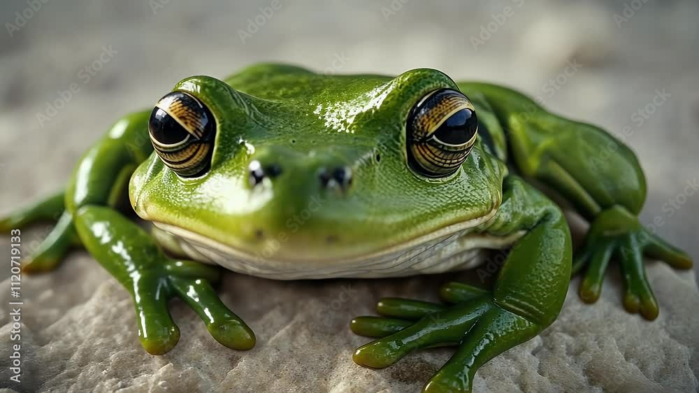 green frog olated closeup video toad amphibian animal nobody biology body brown camouflage close colours colourful concept cute detail ecology environment eye  
