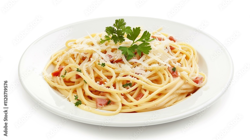Realistic and finely detailed shot of a plate of creamy Alfredo pasta
Realistic and finely detailed shot of a plate of creamy Alfredo pasta
