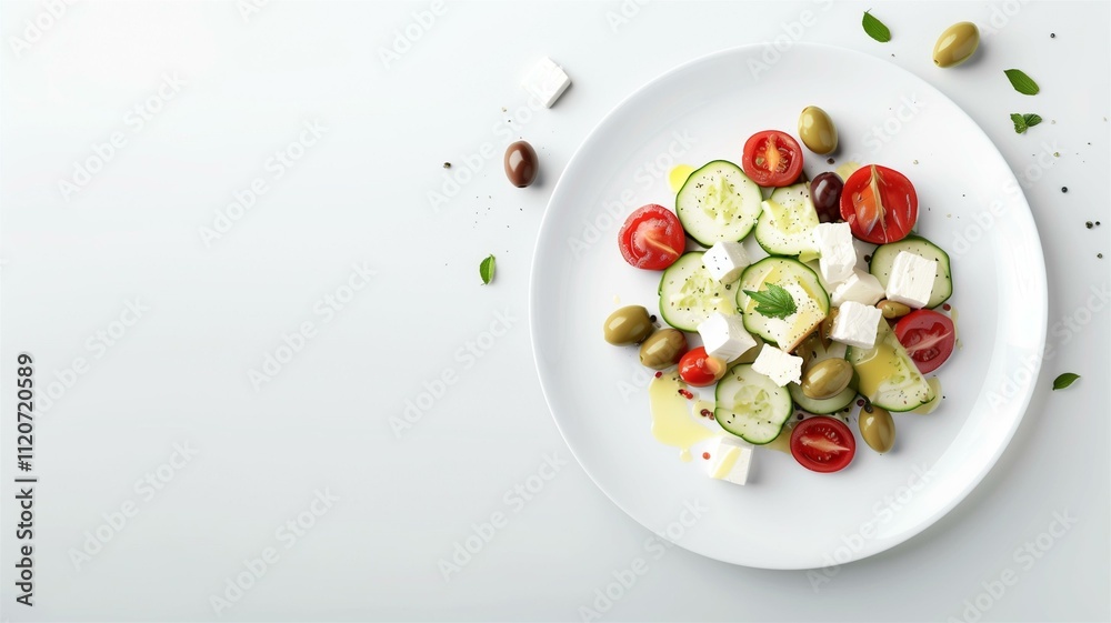 High-resolution photo of a fresh Greek salad with feta cheese and olives
High-resolution photo of a fresh Greek salad with feta cheese and olives