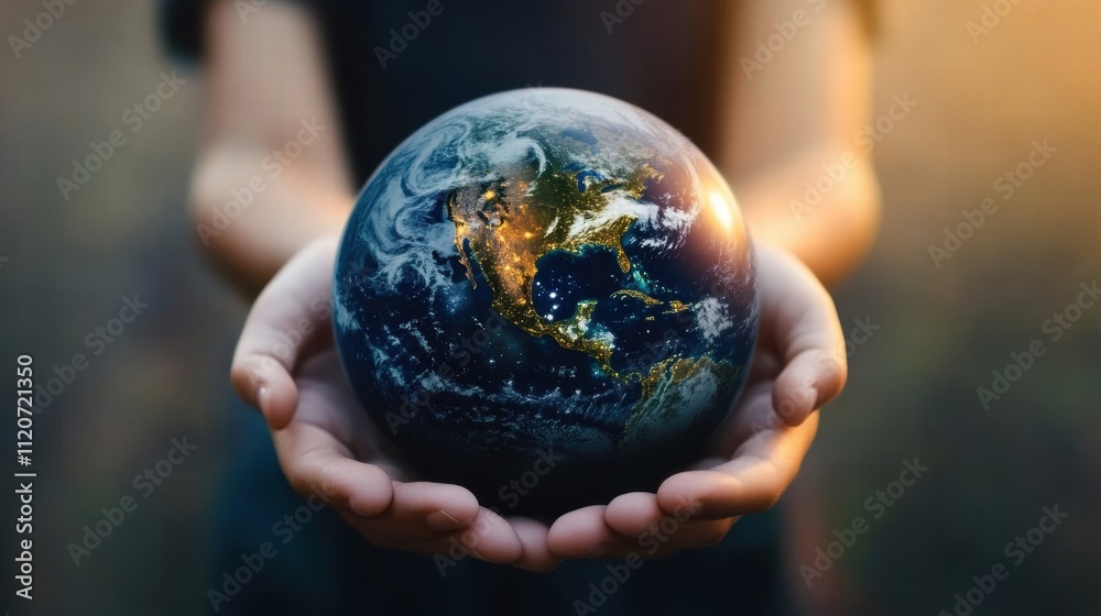 Child Holding Earth Globe, Protecting Our Planet Child Holding Earth Globe, Protecting Our Planet