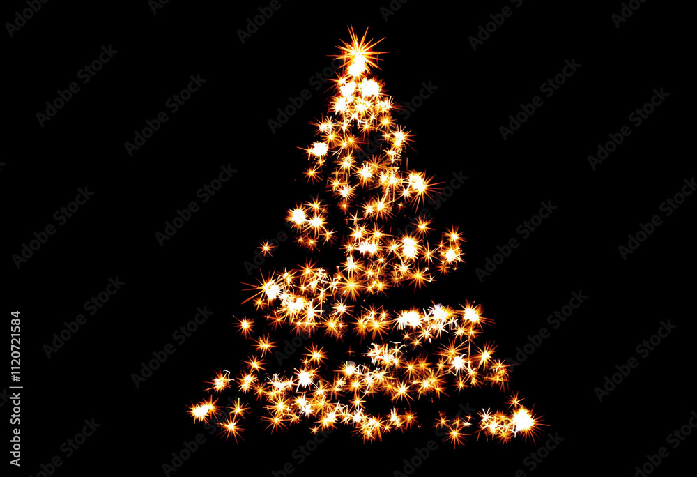 An abstract Christmas tree made of glowing lights on a dark background. An abstract Christmas tree made of glowing lights on a dark background.