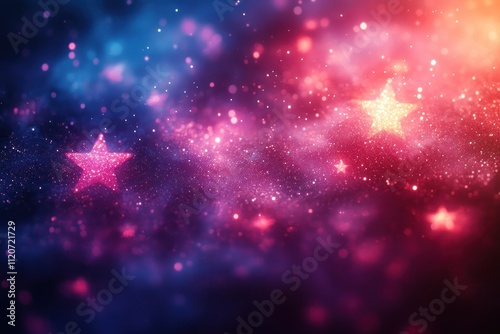 Abstract Red and Blue Stars Design for Political Campaign Banner and Poster Template with Copy Space