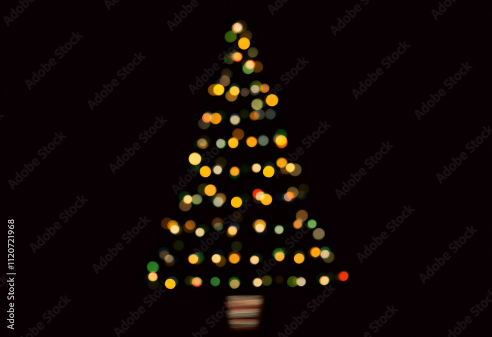 An abstract Christmas tree made of glowing lights on a dark background. An abstract Christmas tree made of glowing lights on a dark background.