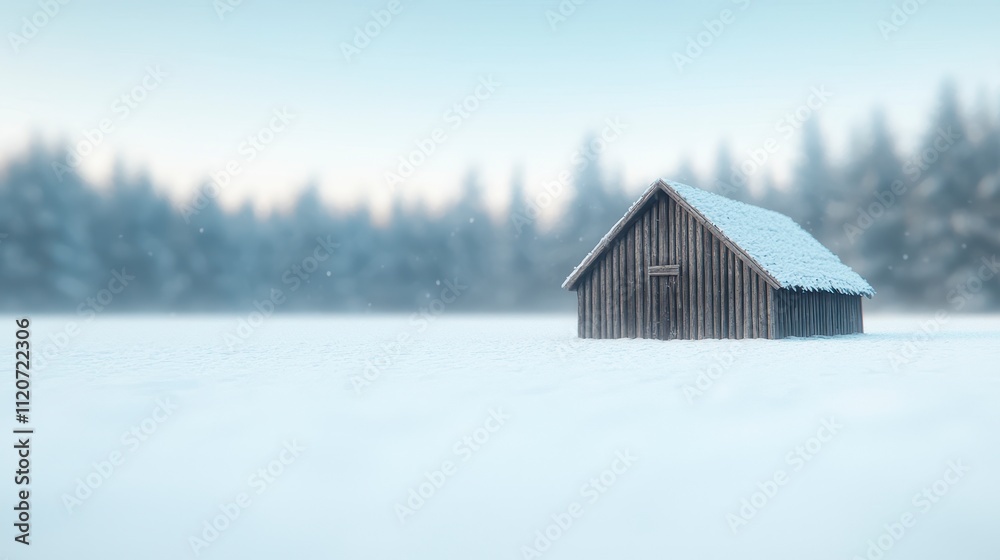 Winter Solitude A Snow Covered Cabin in a Frozen Forest Winter Solitude A Snow Covered Cabin in a Frozen Forest