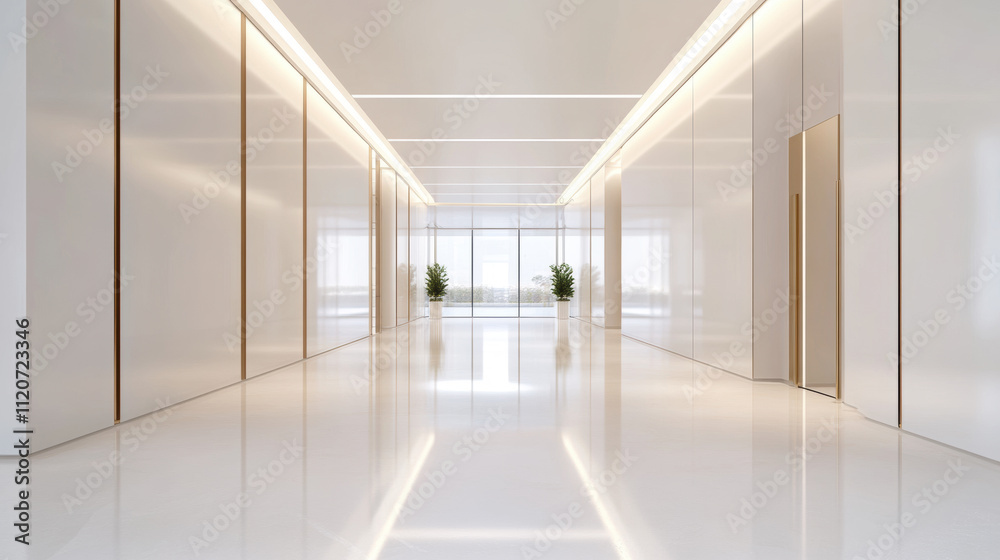 Fototapeta premium Modern White Corridor with Natural Light