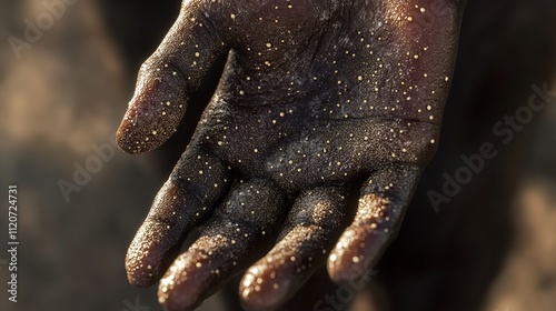 Patient Hand with Monkeypox Symptoms. photo