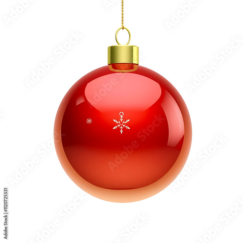 Red Christmas Ball 3D Render Icon on Transparent Background