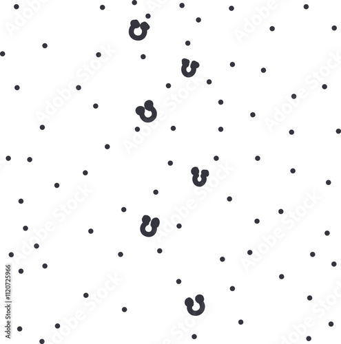 Imitation of falling snow or cluster of dots. Above the snow sheet there are traces of some animal's hooves.