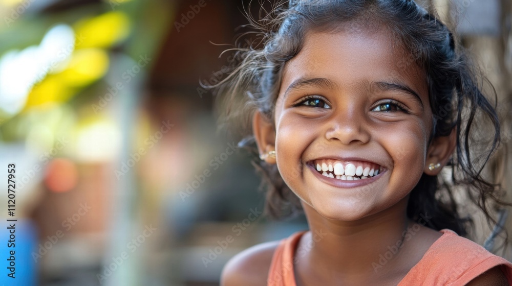 Happy Girl Smiling Outdoors Portrait