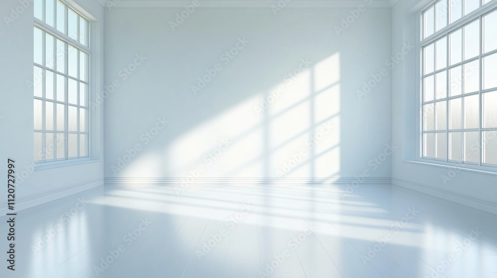 Fototapeta premium Minimalist White Room with Sunlight