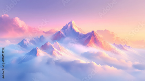 Surreal Mountain Peaks in the Clouds photo