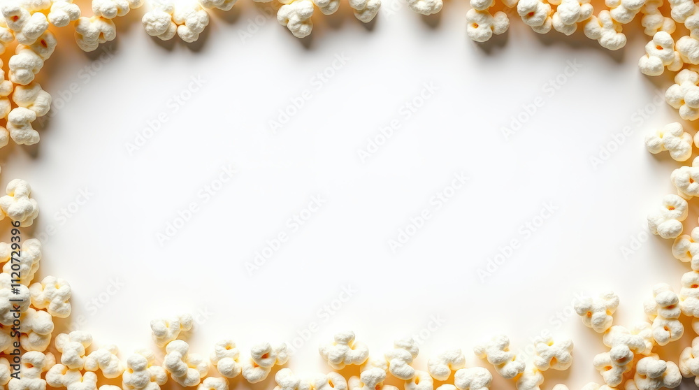 Popcorn Border on White Background - Perfect for Movie Night Promotions and Snack-Themed Designs Popcorn Border on White Background - Perfect for Movie Night Promotions and Snack-Themed Designs