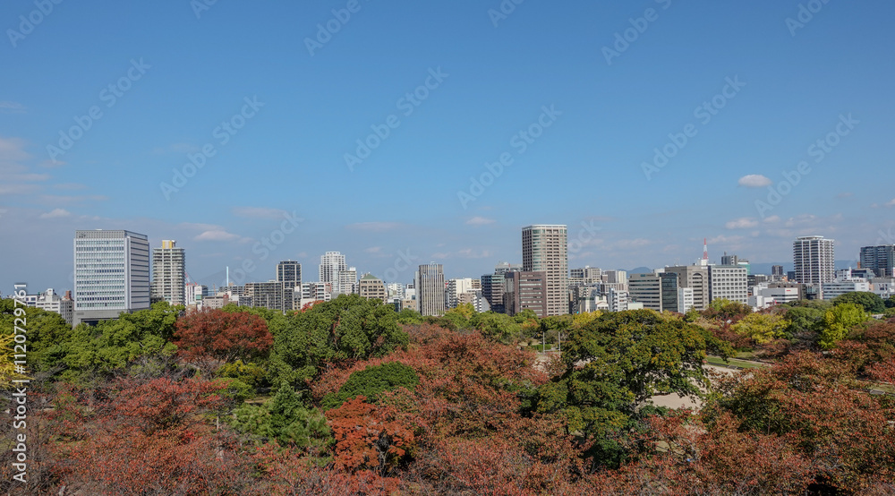 Obraz premium 【福岡】福岡城跡から見る街の風景