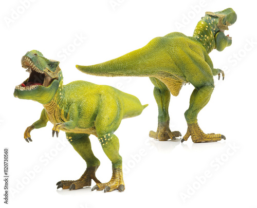 Fototapeta Naklejka Na Ścianę i Meble -  green tyrannosaurus on white background