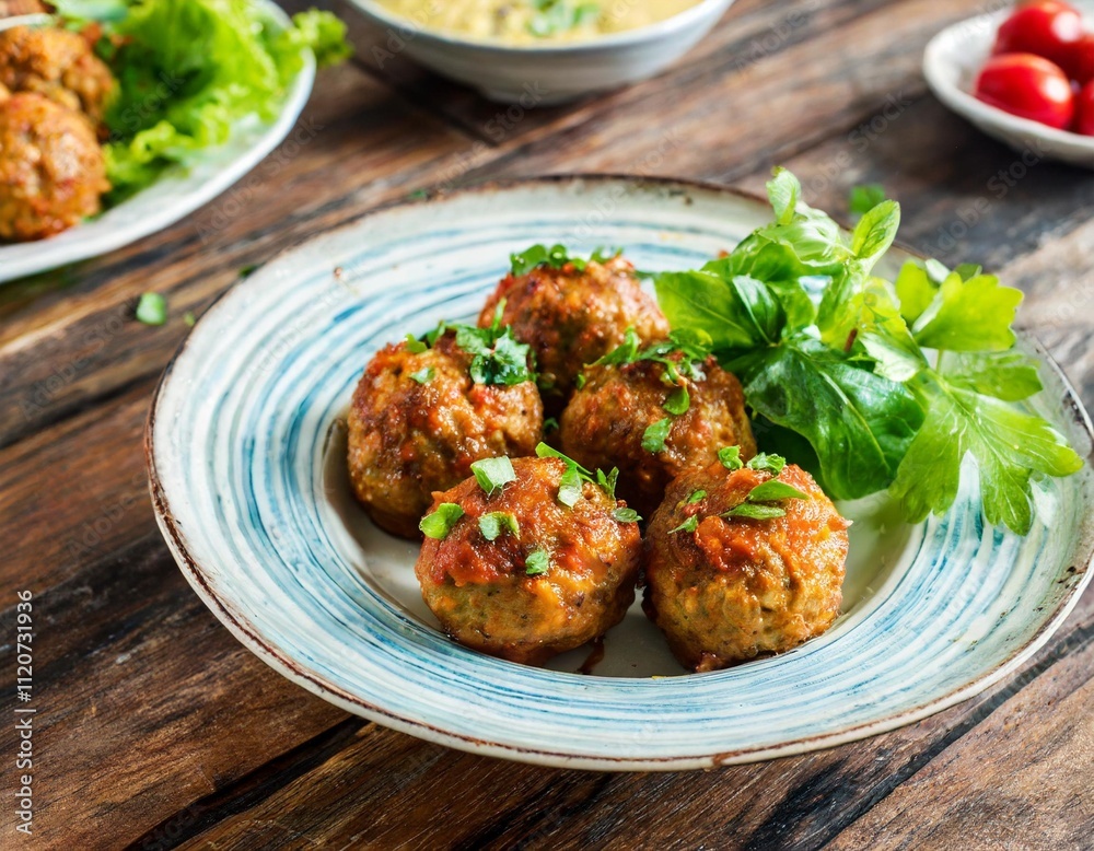 Flavorful Meatball Dishes Presented in Rustic and Gourmet Food Photography Themes Flavorful Meatball Dishes Presented in Rustic and Gourmet Food Photography Themes
