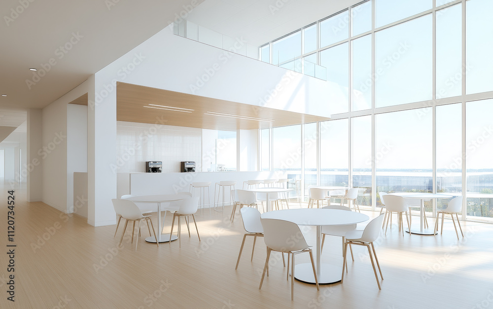 Modern Minimalist Dining Area with Panoramic View Modern Minimalist Dining Area with Panoramic View