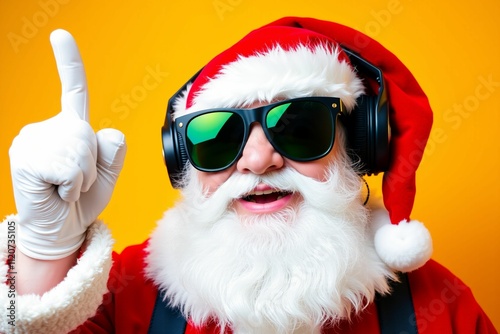 Modern Santa Claus with Sunglasses and Headphones.generative AI  
