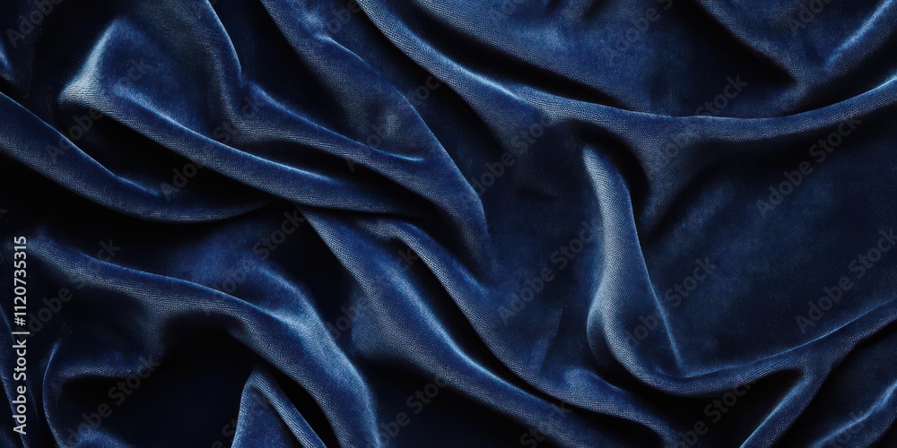 Obraz premium A close-up of dark blue velvet fabric, showcasing its soft texture and elegant draping.