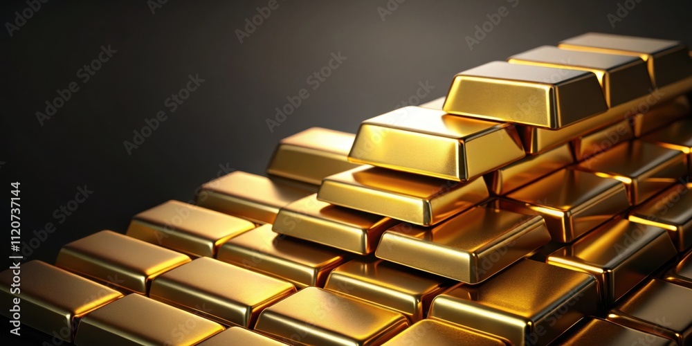Shiny gold bars on a dark background , wealth, investment, finance, luxury, valuable, precious metal, savings, banking Shiny gold bars on a dark background , wealth, investment, finance, luxury, valuable, precious metal, savings, banking