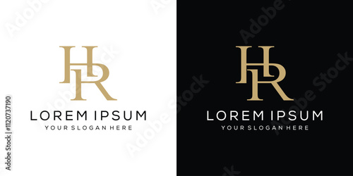Initial letter HR logo design, luxury graphic vector, elegant symbol concept