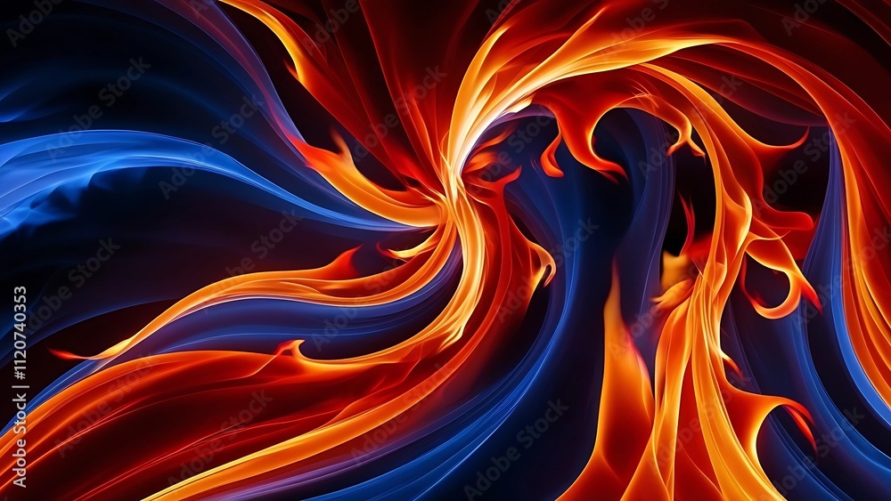 Abstract swirling fire and ice design Abstract swirling fire and ice design