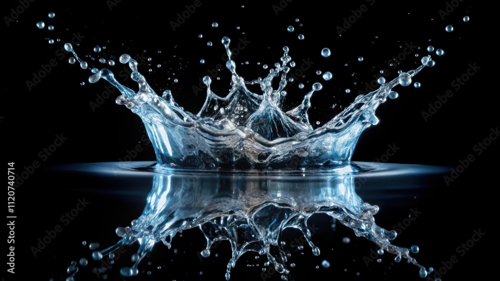 Water splash isolated on black background, water, splash, isolated, black, background, liquid, droplets, refreshment,abstract, freshness