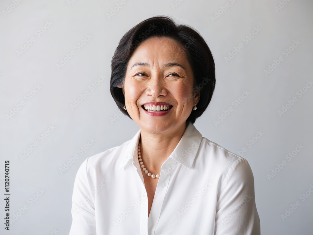 A studio portrait 60-year old woman, old woman smiling, professional photography with white background A studio portrait 60-year old woman, old woman smiling, professional photography with white background