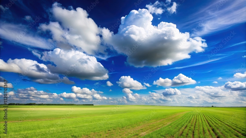 Field with a blue sky and fluffy white clouds, field, sky, clouds, landscape, nature, outdoor, scenery, weather, peaceful Field with a blue sky and fluffy white clouds, field, sky, clouds, landscape, nature, outdoor, scenery, weather, peaceful