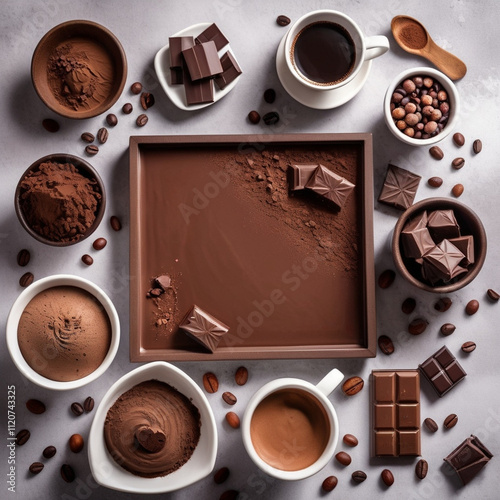 Mocha mousse - color of the year - moodboard sample - sweet cocoa, coffee and chocolate desserts photo