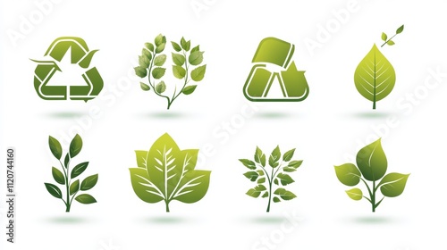 Green leaf icons on a white background photo