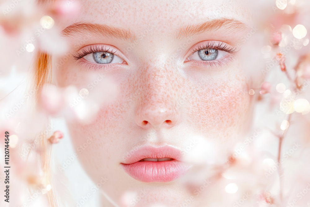 Ethereal Beauty: A Close-Up Portrait with Soft Pink Bokeh Ethereal Beauty: A Close-Up Portrait with Soft Pink Bokeh