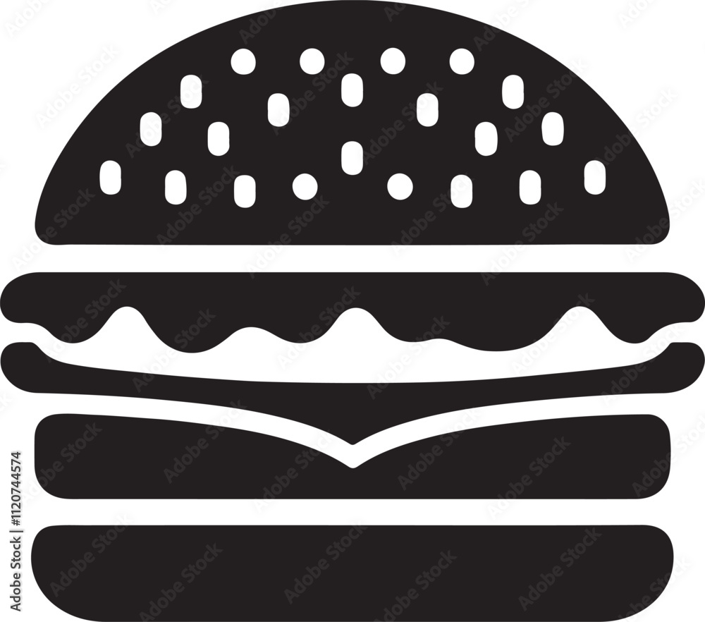 burger icon minimal silhouette style vector art illustration on a white background.
burger icon minimal silhouette style vector art illustration on a white background.