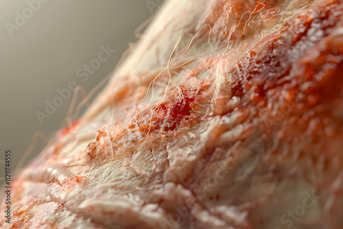 Close-up Image of Human Skin Wound on Forearm Showing Healing Stages for Medical and Educational Purposes photo