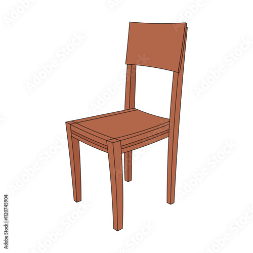 kids drawing illustration classic wooden chair cartoon isolated